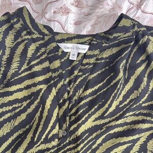 Rebecca Malone Black and Green Blouse